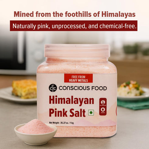 35.27 oz Conscious Food Himalayan Pink Salt, - Pure, Natural, Unrefined & Mineral-Rich, Chemical-Free Himalayan Salt
