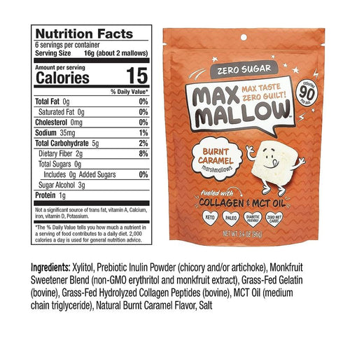 3 Pack Max Mallow Sugar Free Marshmallows - Keto Friendly, Perfect for S'mores, Hot Chocolate, and Baking with Zero