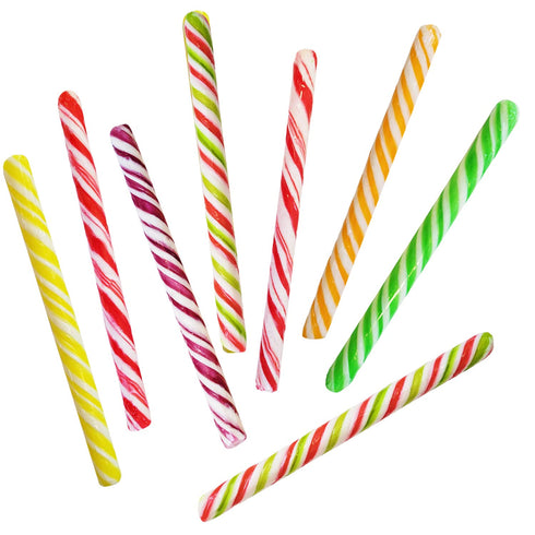 Fruidles Swirl 24-Pack Candy Cane Sticks Suckers, Old-Fashioned Multicolored Mixed Fruit Flavor,