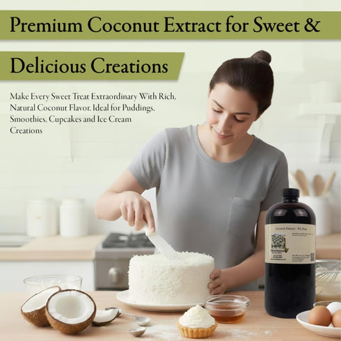 16 Natural Coconut Extract - Clear Water Soluble Flavoring from Natural Coconut Flavors - Sugar-Free - Non-GMO - Gluten