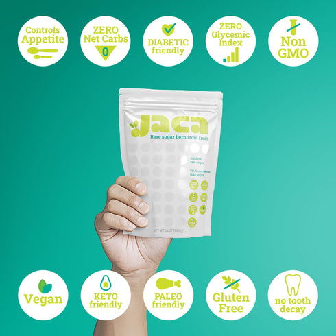 24 oz Jaca Rare Sugar Pure Allulose Sweetener | Healthy Sugar Substitute for Food & Drinks | Keto-Friendly, Vegan