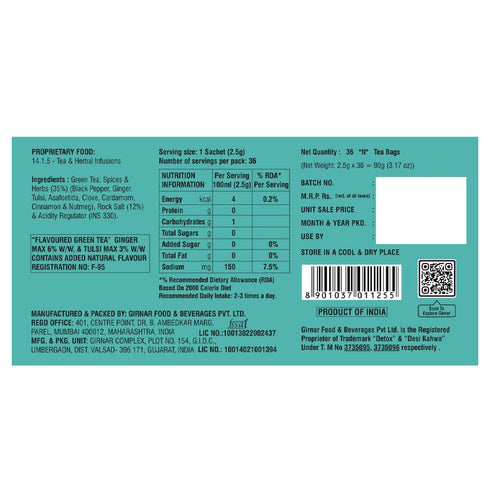 GIRNAR (36 Detox Green Tea, Teabags)