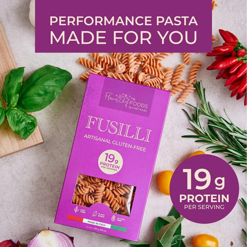 (Pack 3) Flower Chef Foods Artisanal Gluten Free Pasta High Protein Fusilli Pasta Made with Chickpea, Lentil & Brown