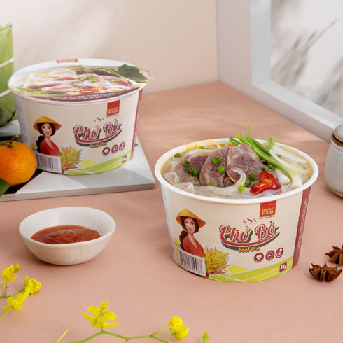 9 80g (Pack 9) SIMPLY FOOD Instant Vietnamese Beef Pho Noodles (Ph B) - BOWLS/ each Authentic Pho Rice Noodles in a