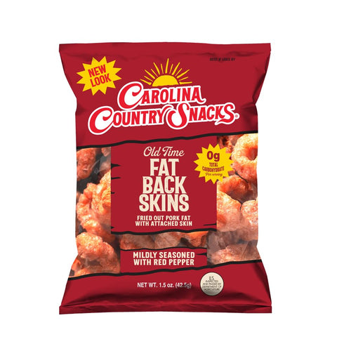 Country 1.75oz,12 Carolina Snacks - Old Time Fatback Skin bags - Classic Crunch with a Spicy Kick