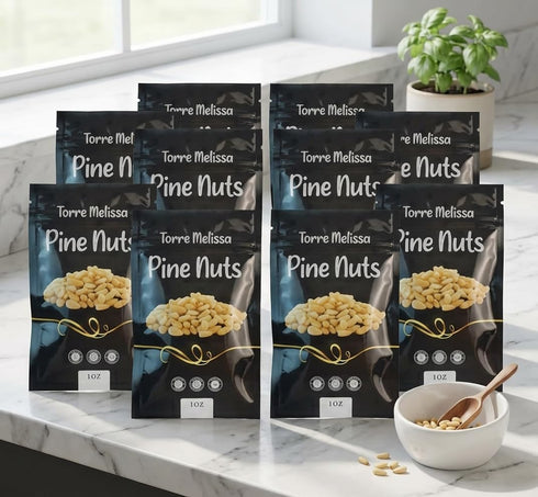 Torre Melissa (Pack 10) 1oz Pine Nuts of - Individual Bags - RAW, Kosher Certified, Gluten-Free, Non-GMO - Premium