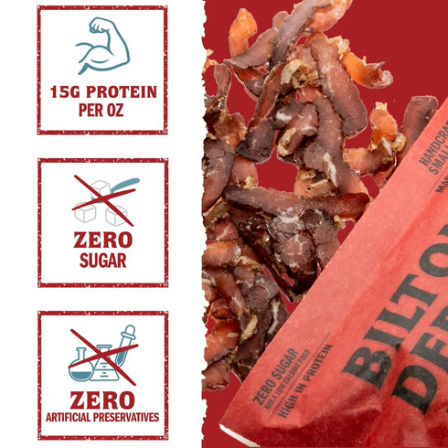 1lb (16oz) Biltong Depot Original Beef Biltong Slices with Fat | Air-Dried Beef Jerky Snack | High Protein | Zero Sugar