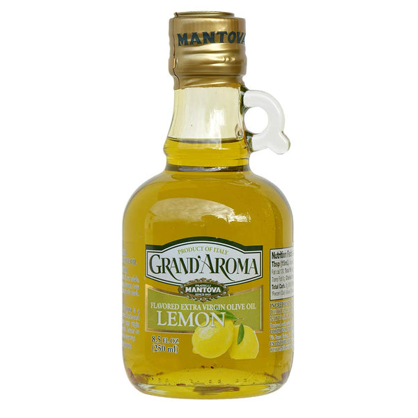 Mantova GrandAroma Lemon Flavored Extra Virgin Olive Oil, made in Italy, cold-pressed,