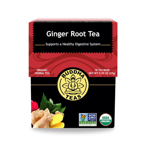 Buddha Teas Organic Ginger Root Tea - Herbal Tea for Health & Wellbeing - Caffeine Free, 18 Tea Bags