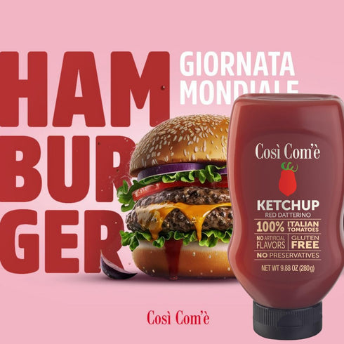 9.88 oz (280 Cosi Come Italian Tomato Ketchup All-Natural Ketchup Made with Sun-Ripened Italian Tomatoes, No