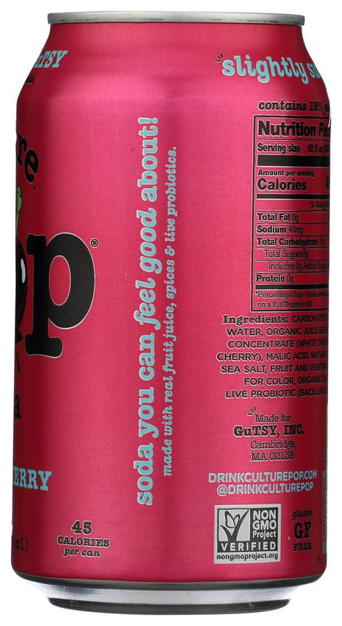 12 Oz Culture Pop Soda, Black Cherry Soda, Fl