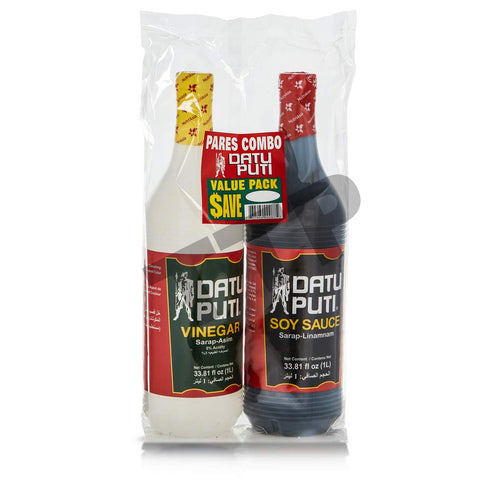 Datu Puti Vinegar and Soy Sauce Value Pack, 1 Liter Bottle of Each