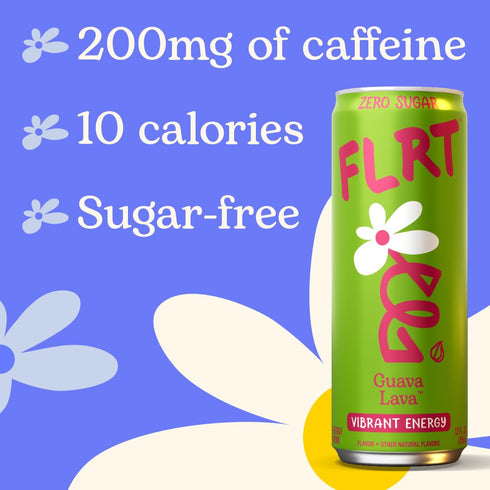 12 Oz (Pack 12) FLRT Energy, Guava Lava, Clean Energy, Energy Drink, Fl
