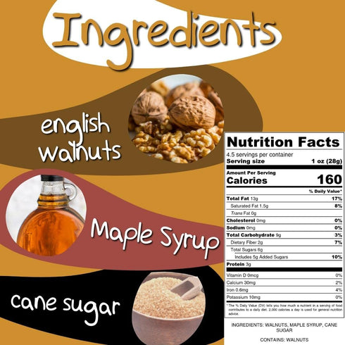 3 4.5 Oz, 3-Pack Crazy Go Nuts Walnuts Maple - Glazed Walnuts, Healthy Snacks, Vegan, Low Carb, Gluten Free, Superfood