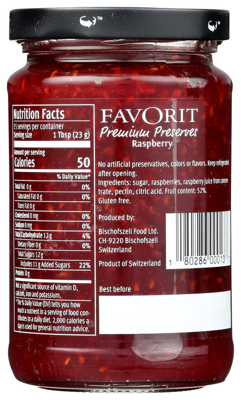 Favorit 12.3 Swiss Preserves Raspberry, Ounces