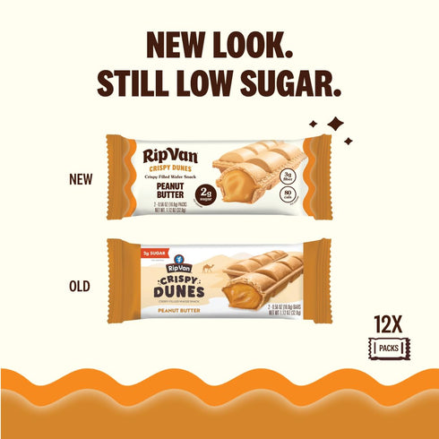 80 12 Pack Crispy Dunes Peanut Butter Wafer Sticks Low-Calorie Snack with Peanut Butter Cream Filling, Calories