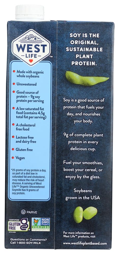 32-ounce (pack 2) Westsoy Soymilk Unsweetened Organic, Gluten Free, box