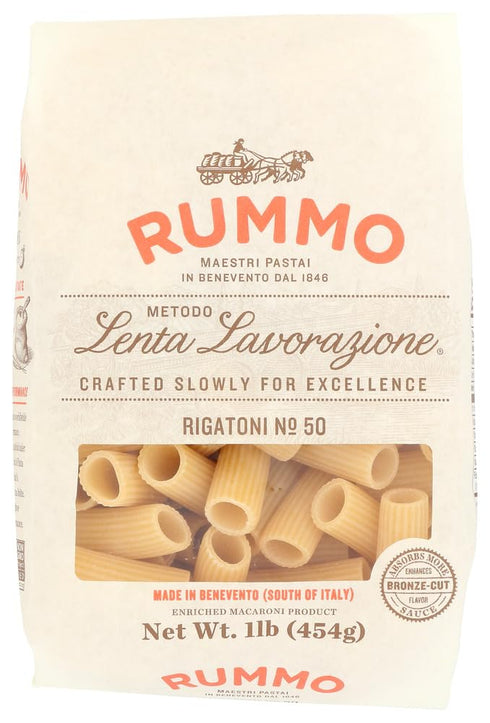 Rummo Rigatoni Pasta N.50 - Rigatoni Noodles, Italian Tube, Bronze Cut, Durum