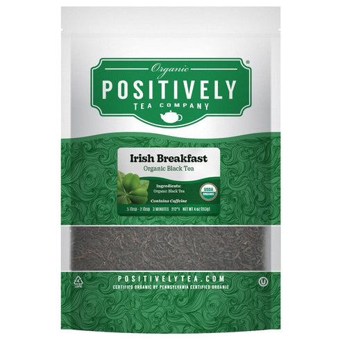 4 Organic Positively Tea Company, Irish Breakfast Black Tea, Loose Leaf, Ounce