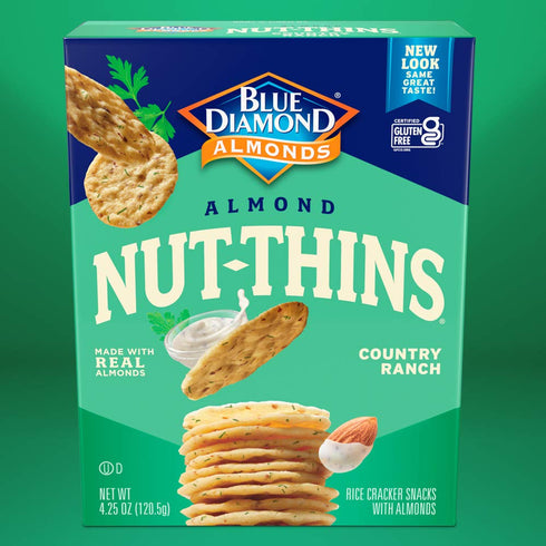 Country 4.25 Blue Diamond Almonds Nut Thins Cracker Crisps, Ranch, Ounce