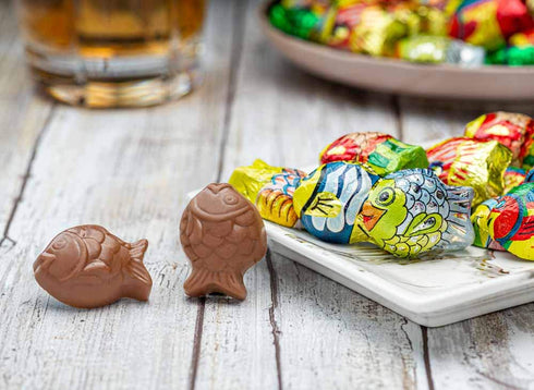 8 oz Madelaine Milk Chocolate Mini Fish Candy Spring Easter Chocolates, Individually Wrapped Tropical Fish, Smooth