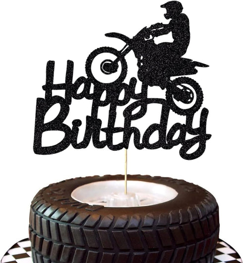 Qerleny Black Flash Happy Birthday Cake Topper, Sports Theme Cake Decoration for Birthday Party