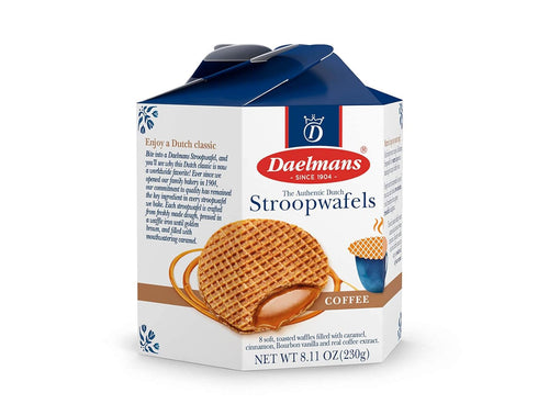8.11 oz (Pack 1) Daelmans Coffee Flavored Caramel Stroopwafels - Waffle Cookies, Sweet Snack for Coffee & Tea