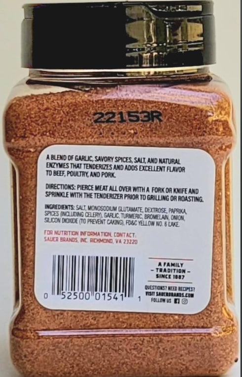 14.75 oz SAUER'S SEASONED MEAT TENDERIZER BLEND