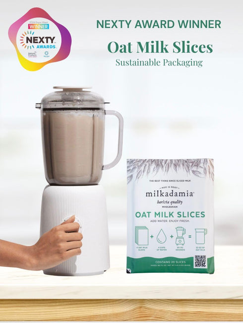 20 8 Oz Packaging milkadamia Oat Milk Slices, Slices (Makes Fl Per Slice), Shelf Stable Plant Based Milk, Just Blend