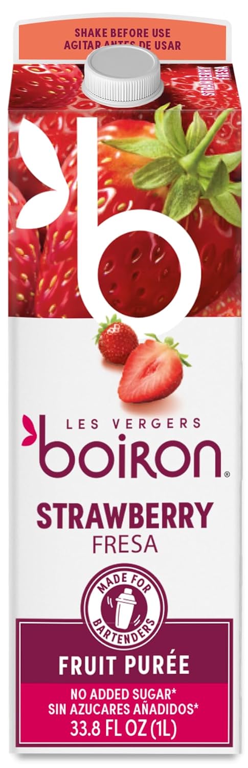Les Vergers Boiron Strawberry Fruit Puree Drink Mix, All Natural, No Added Sugar, Non-GMO, No