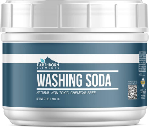 (2 lb Earthborn Elements Washing Soda, Borax, and Baking Soda Tubs Bundle, Each) Cooking, Cleaning, Non-Toxic