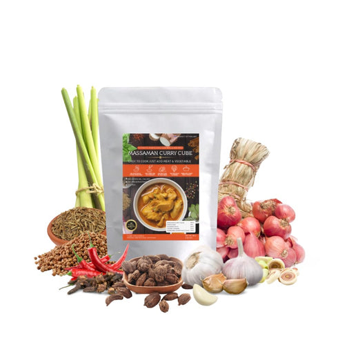 Lamoone Massaman Curry Cube Ready-to-Cooked Thai Massaman Paste Cube, Single-Serve for 2, Authentic