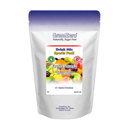 GramZero Fruit Punch Sugar Free Drink Mix Sports Pack, Great For Nutrition