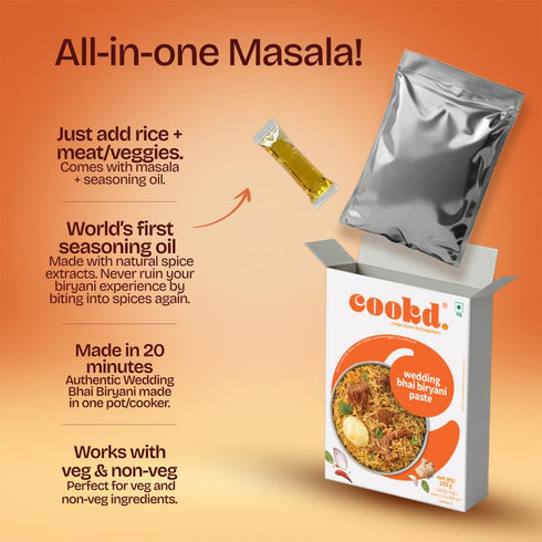 255g 3 20 pack 2) Cookd Wedding Bhai Biryani Paste Preservative Free | Festive-Style One-Pot Biryani Base