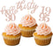 24 Pcs Rose Gold Glitter Cupcake Toppers for 30th Birthday, 30th Anniversary, Wedding Party Decorations