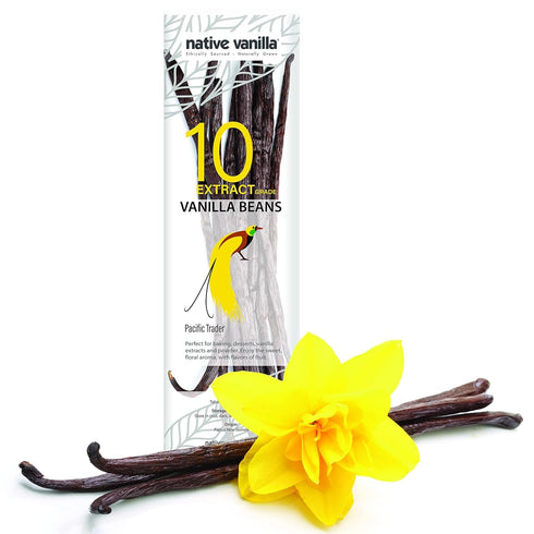 10 Tahitian Vanilla Beans - Premium Grade B Whole Vanilla Pods -
