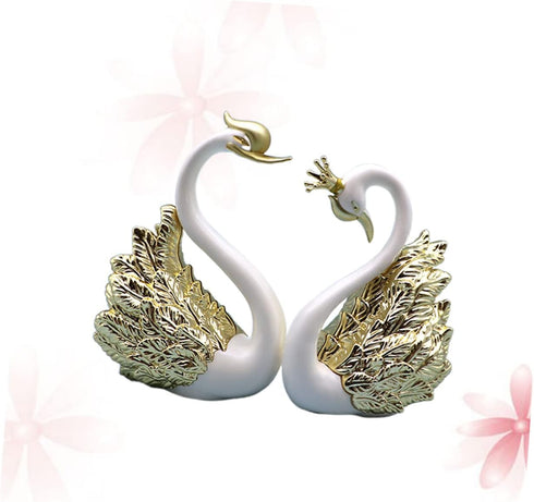 2 Pcs Small Swan Car Ornaments for Home Water Table Decorations, Mini Swan Crown Cake Topper