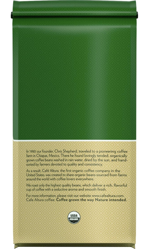 2 lb Cafe Altura Whole Bean Organic Coffee, Biodynamic French Roast, Bag