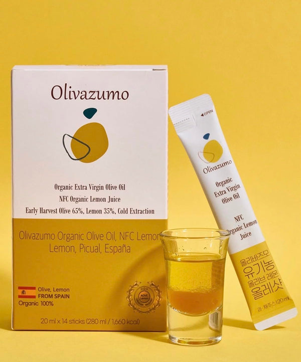 Olivazumo Organic Olive Lemon Dual Shot, Cold Pressed Extra Virgin Picual Olive Oil