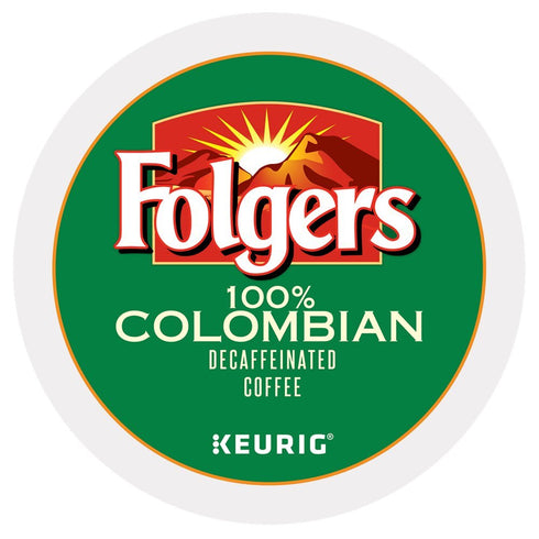 Folgers 100 percent Colombian Decaf single serve K-cup pods for Keurig brewers,
