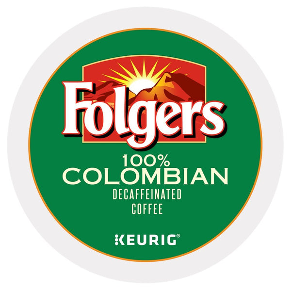 Folgers 100 percent Colombian Decaf single serve K-cup pods for Keurig brewers,