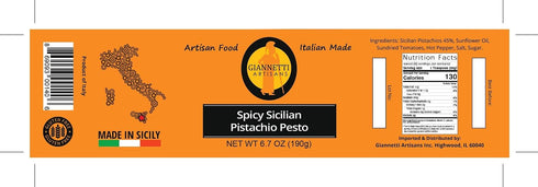 2-Pack) Giannetti Artisans Sicilian Pistachio Pesto - Plain & Spicy - Imported from Italy (Spicy
