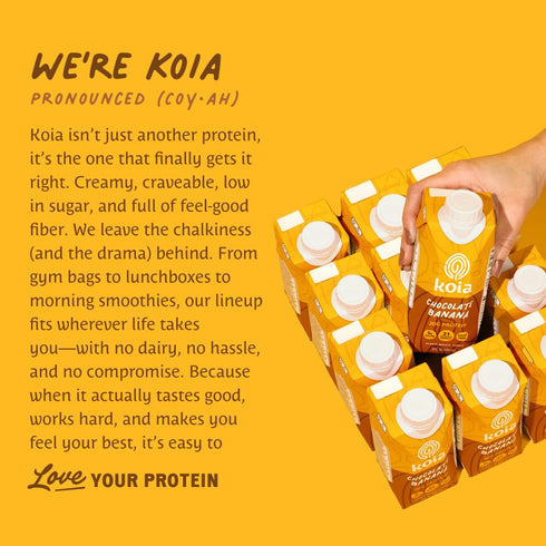20g 5g 6g 21 11 Oz (Pack 12) Koia Plant Based Protein Shake, Chocolate Banana, Protein, Sugar, Prebiotic Fiber