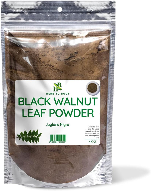 Herb To Body Black Walnut Leaf Powder - 4oz, Wildcrafted Juglans Nigra,