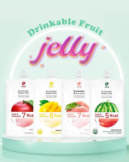 (8-Pack) 7 Jelly B Drinkable Konjac Jelly - Variety | Korean Healthy Drink | Vitamin C + Collagen | Calories + Zero