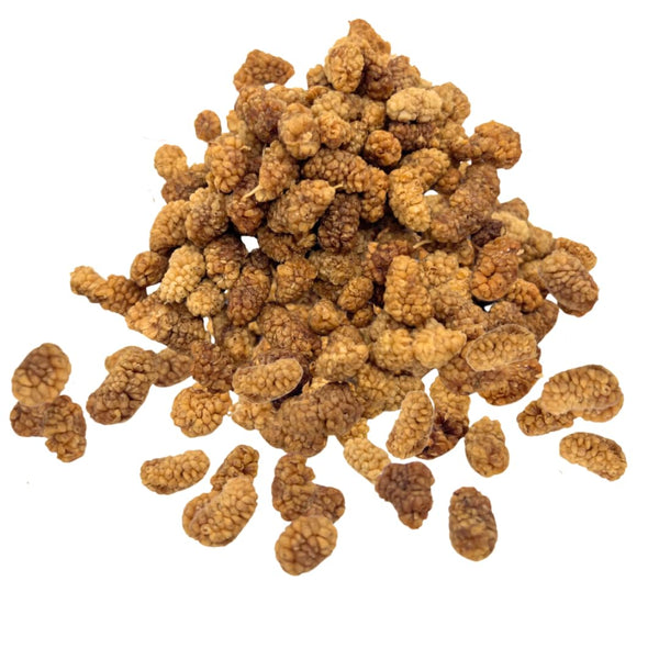 Raw Essentials Dried White Mulberries - Earthy & Slightly Sweet - Perfect