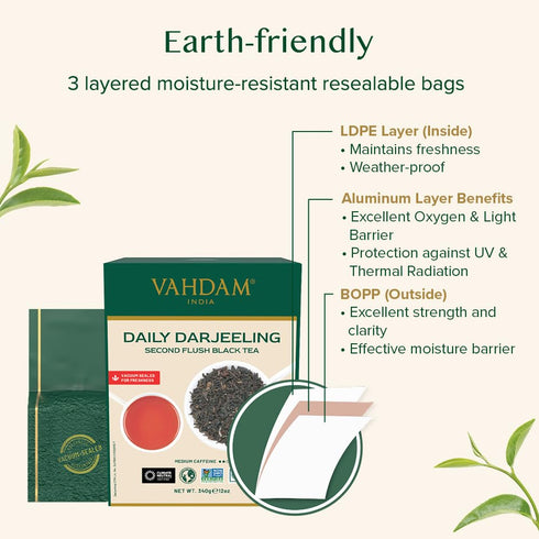 VAHDAM Darjeeling Tea Leaves From Himalayas 340g (170+ Cups) - Pure Unblended Black Loose Leaf Tea
