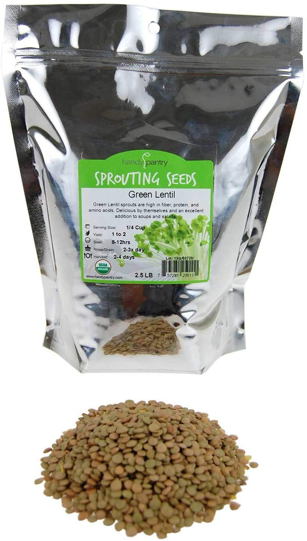 Organic Dried Green Lentil Sprouting Seed: 2.5 Lb - Dry Lentils for