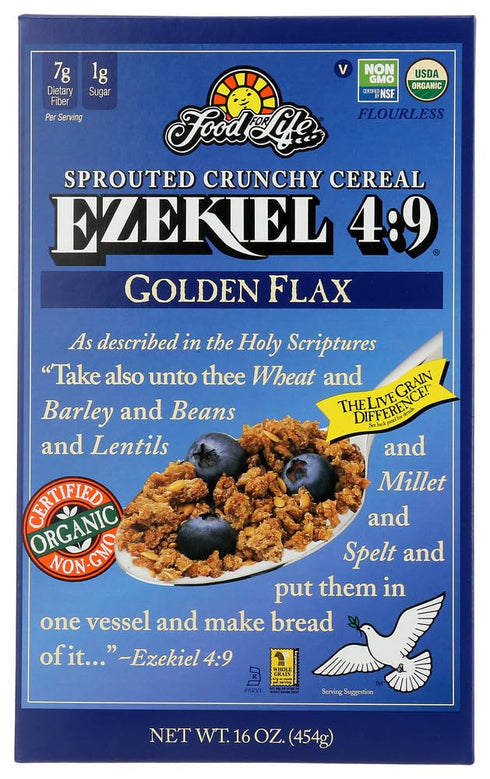 Evonature Ezekiel 4:9 Golden Flax Sprouted Grain Crunchy Cereal 16 oz (Pack of
