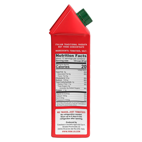 26.46oz Pom Tomato Passata Carton - Creamy, Velvety Italian Tomato Puree with a Touch of Salt, No Additives